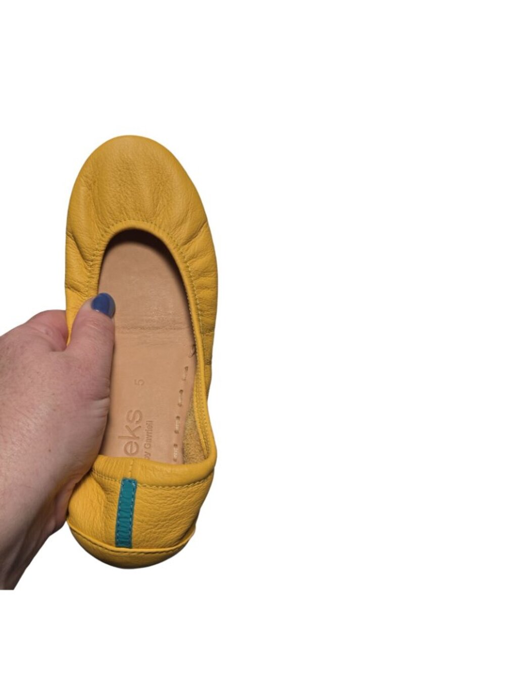 Women's - Tieks by Gavrieli Yellow Leather Flats, Size 5 - Picture 4 of 9